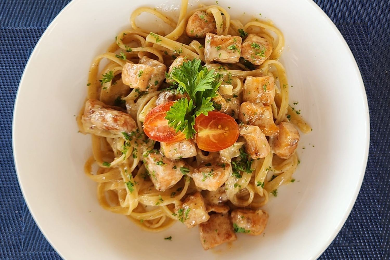 Salmon Fettucine Alfredo